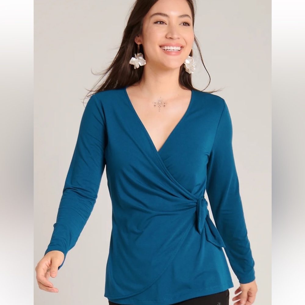 Betabrand Wrap Top - Blue Opal